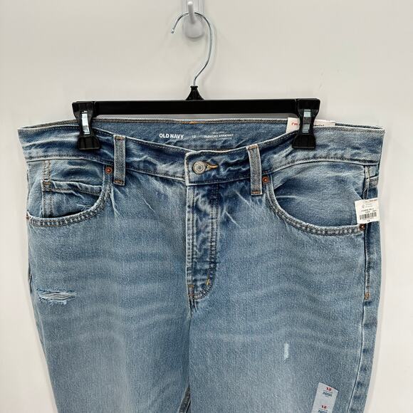 OLD NAVY NWT High Rise Slouchy Straight Secret Slim Pockets Denim Jean // 12 - Picture 3 of 9
